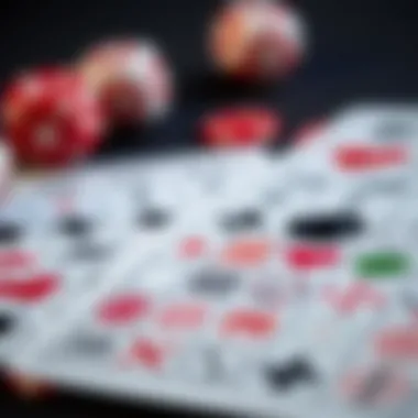 Unique Bingo Cards A close-up of bingo cards showcasing unique designs and patterns.