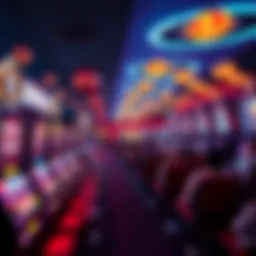 A vibrant bingo hall filled with excitement and anticipation.