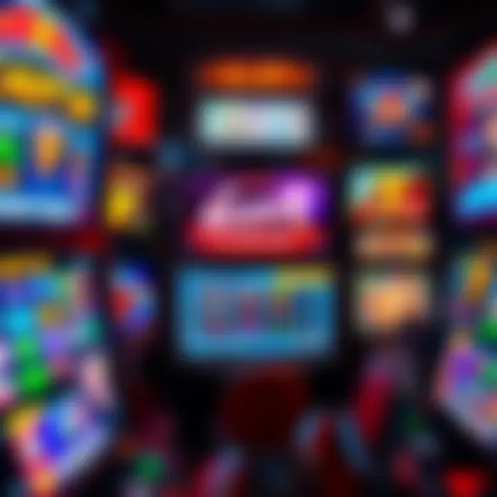 A diverse array of slot game types displayed on screens