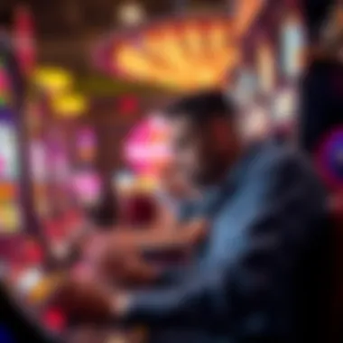 A strategic player enjoying a slot machine at a casino