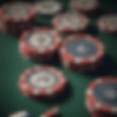 Material and Design of Poker Chips Close-up view of poker chips showcasing their material and design details.