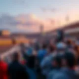 A horse racing track with spectators enjoying the event