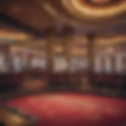 A vibrant casino floor showcasing various gaming tables and machines.