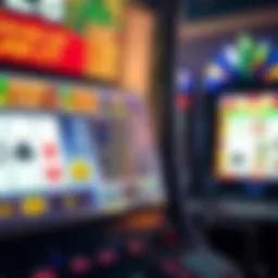 Close-up view of a video poker machine interface, displaying cards and betting options