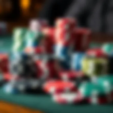 An assortment of colorful poker chips arranged on a table