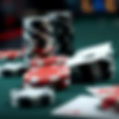 A visual of poker chips and cards representing the game's strategy