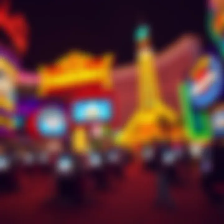 A picturesque view of a Las Vegas casino at night, showcasing its vibrant lights
