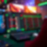 A vibrant depiction of online betting interface showcasing various sports and odds