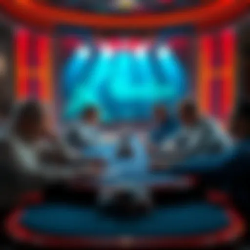 An engaging scene of a poker table with players focused on their cards, showcasing the intensity of a poker game.