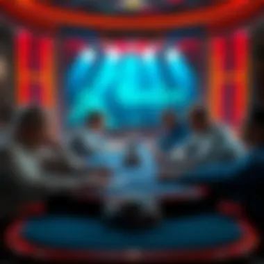 The Intensity of Poker An engaging scene of a poker table with players focused on their cards, showcasing the intensity of a poker game.