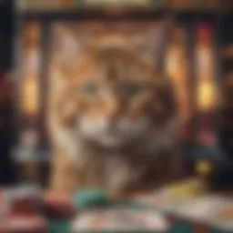 Vibrant depiction of a cats-themed slot machine in action