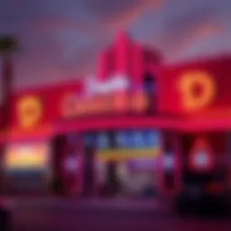 Exterior view of Double D Casino showcasing vibrant neon lights