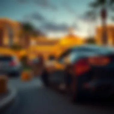 A luxury car parked near a Caesars property