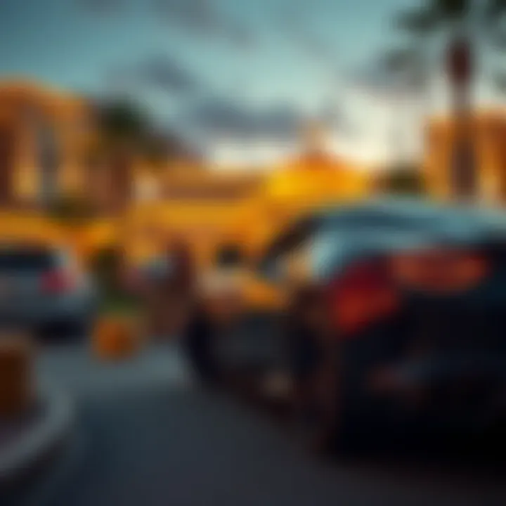 A luxury car parked near a Caesars property