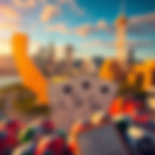 A vibrant display of Powerball tickets and California landmarks