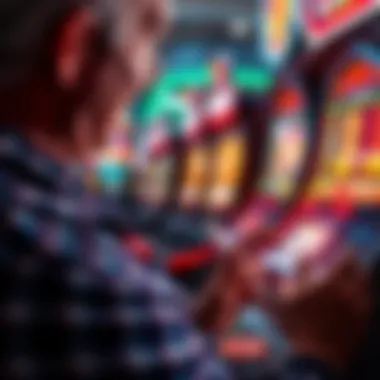 Player Engagement with Slot Machine Close-up of a player engaging with a slot machine on a tablet