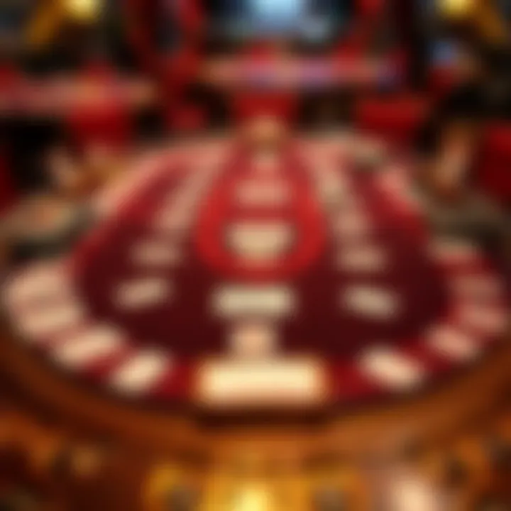 Intricate layout of stud poker table with cards