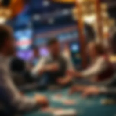 Engaging Blackjack Interactions Charming dealer engaging players at blackjack table