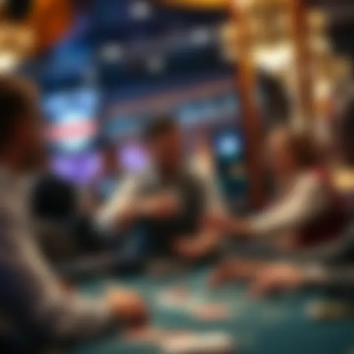 Engaging Blackjack Interactions Charming dealer engaging players at blackjack table