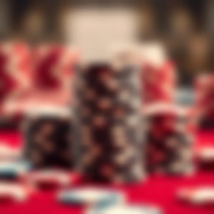 A close-up of poker chips stacked for a high-stakes game