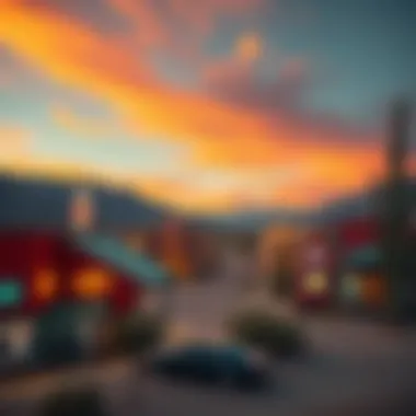 Serene desert landscape surrounding the casinos