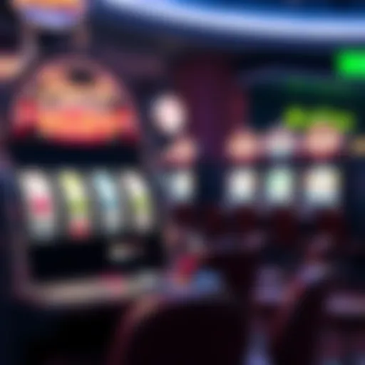 Visual representation of a high-stakes slot machine in a casino setting