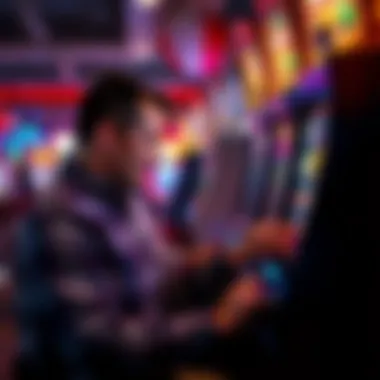 An engaging depiction of a player using free play options on a slot machine, focusing on their strategy.