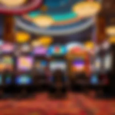 Colorful display of Caesars Rewards slot machines showcasing various themes