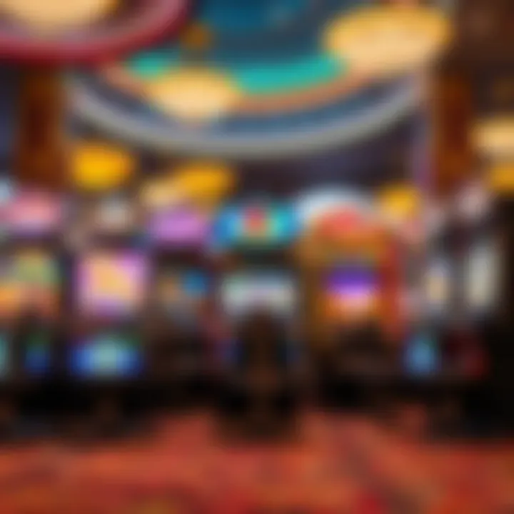 Colorful display of Caesars Rewards slot machines showcasing various themes