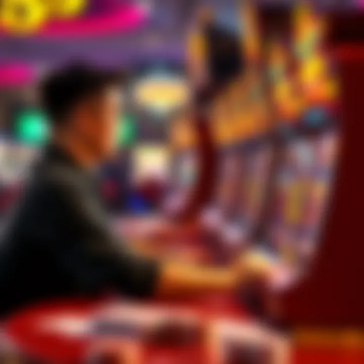Visual representation of a player strategizing in front of a slot machine