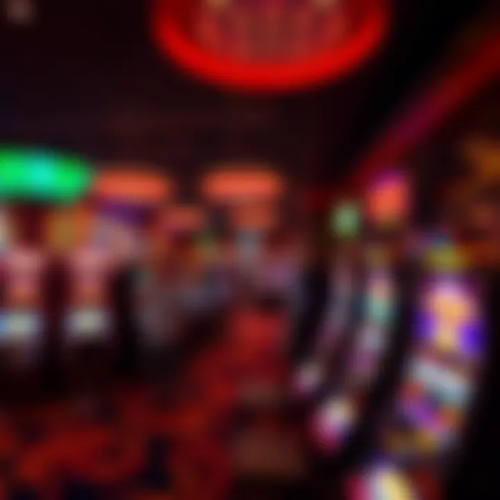 A panoramic view of a bustling casino floor filled with slot machines.