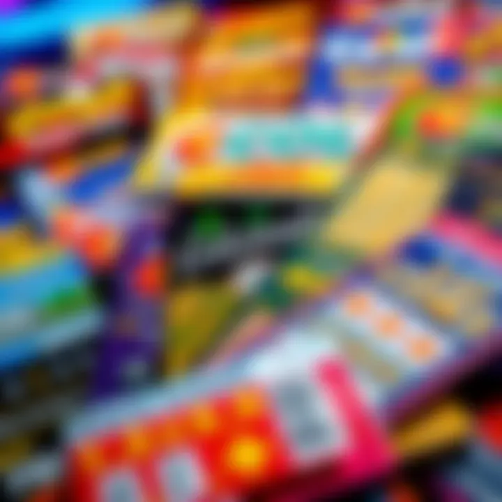 Colorful array of Colorado scratch tickets displayed creatively