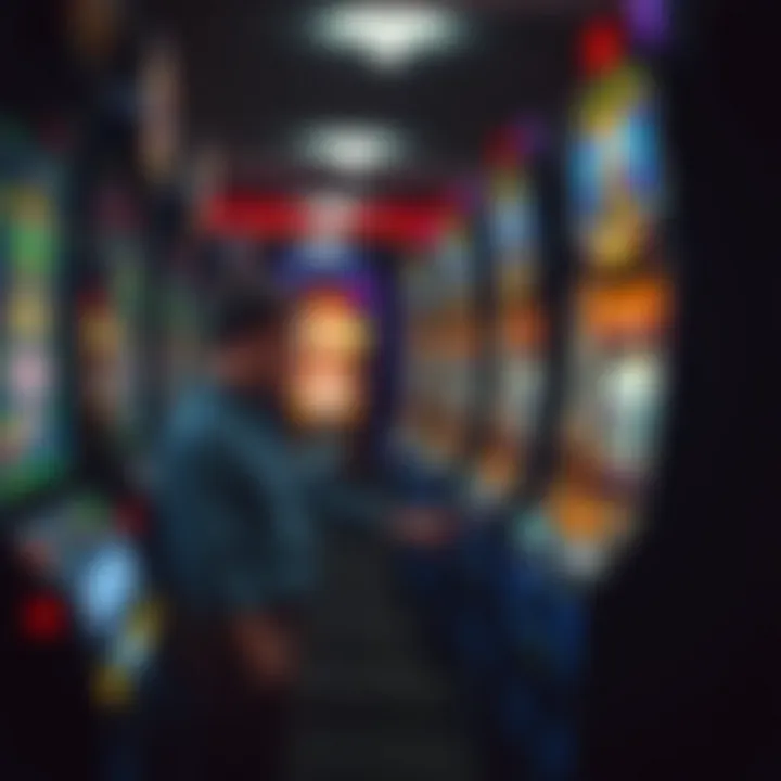 User interacting with a slim slot machine