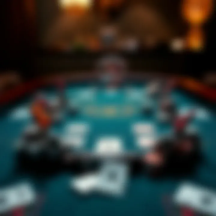 Card Game Strategy Illustration A strategic card game layout showcasing different moves and bets