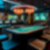 A modern virtual casino table setup featuring various games