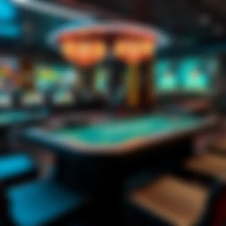 Modern Virtual Casino Table A modern virtual casino table setup featuring various games