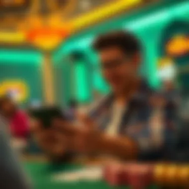 A participant excitedly answering trivia questions on their device