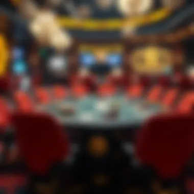 A vibrant poker table featuring modern design elements