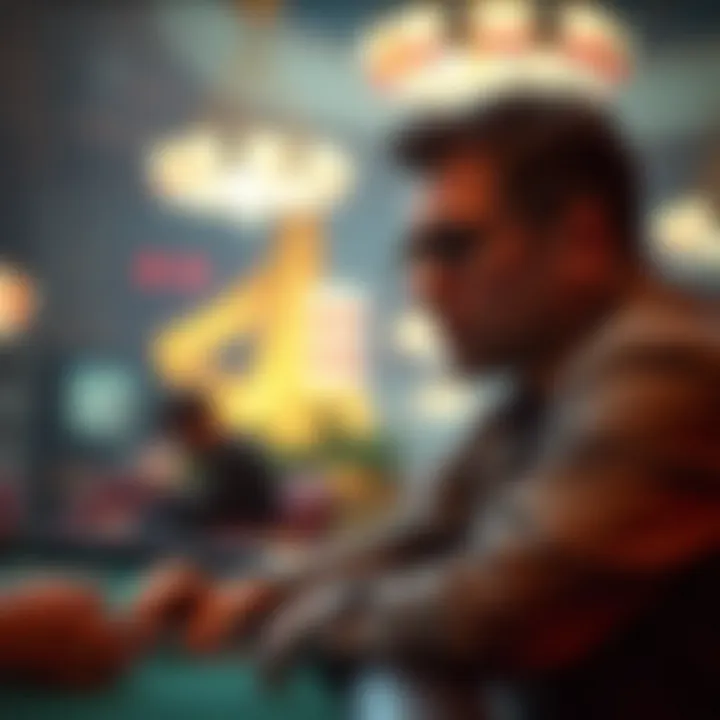 An artistic representation of a thoughtful player observing a game, capturing the psychological aspect of observation in poker.