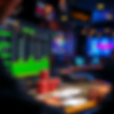 A high-tech gambling interface displaying analytics and betting options, illustrating the impact of technology in gaming.