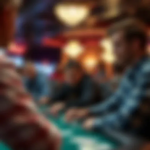 A vibrant scene of players engaged in a poker game at Firekeepers Casino