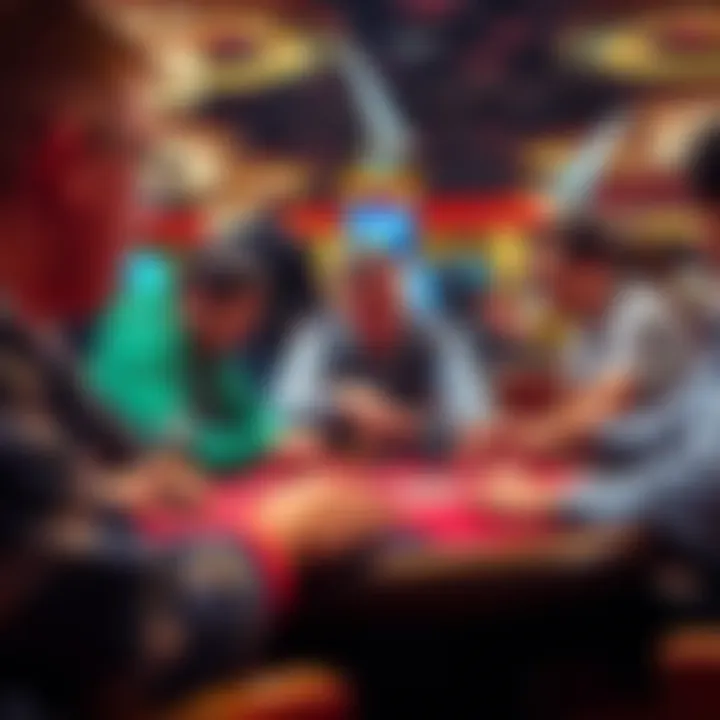 A thrilling moment at a poker table with players deeply engaged in the game