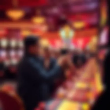 Dynamic Player Engagement at the Casino An engaging atmosphere of players interacting with casino gaming machines