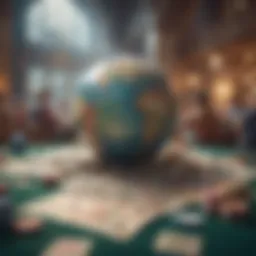 Global lottery landscape with diverse elements