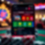 Illustration of mobile casino interface showing phone credit payment options