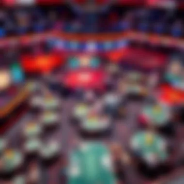 The Thrill of the Venue Aerial view of the vibrant World Series of Poker venue, showcasing the excitement and atmosphere.