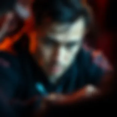 Psychological Depth of Competition Intense focus on a player's face during a critical moment in the game, highlighting psychological tension.