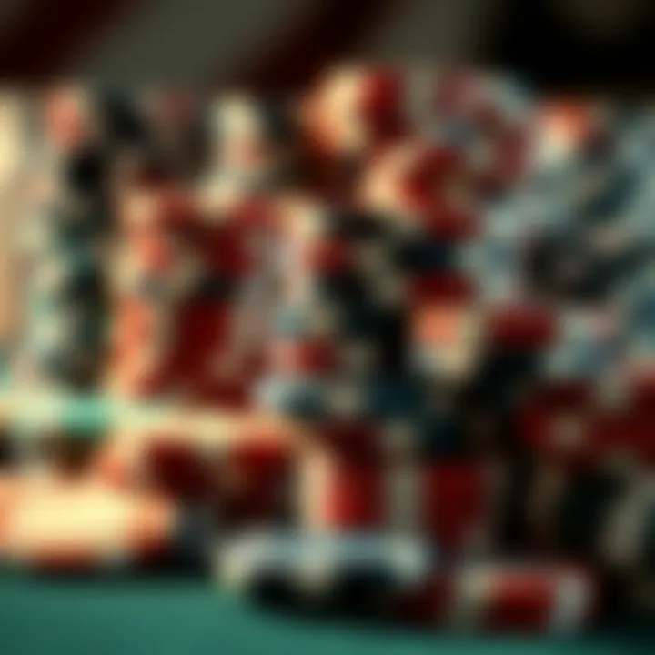 The Art of Strategy Close-up of poker chips stacked in intricate patterns, symbolizing strategic gameplay.