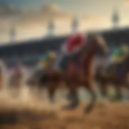 Vibrant scene of horse racing at the Kentucky Derby