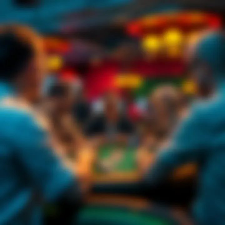 A captivating scene of players interacting in a lively online casino atmosphere, highlighting social engagement.